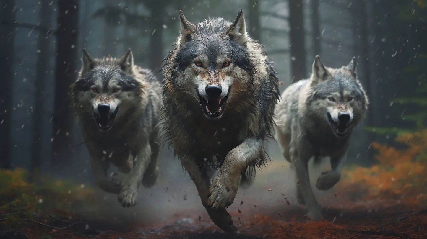Running Wolf Canvas Poster - Waterproof Ink Spray Painting Wall Art