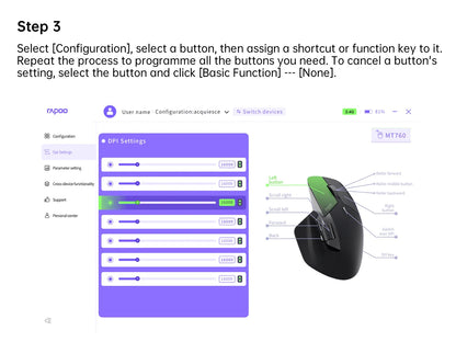 Rapoo MT760 Wireless Mouse - Multi-Device, 4000 DPI, Rechargeable, Bluetooth & 2.4GHz