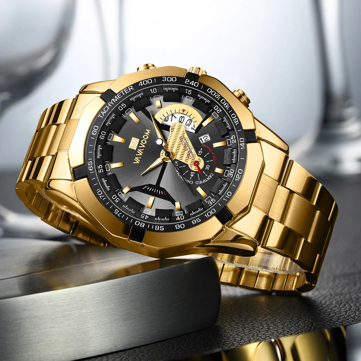 VA VA VOOM VA-238 Men’s Sport Quartz Watch with Stainless Steel Band