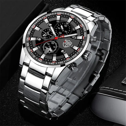 DEYROS Men's Luxury Quartz Watch - Stainless Steel Band, Numberless Dial, Bracelet Clasp