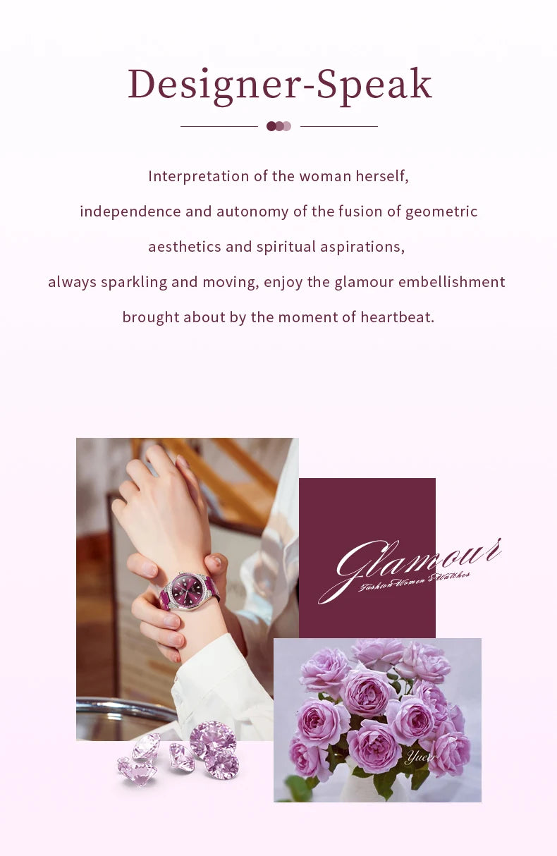 OLEVS 5606 Original Diamond Watch - Leather Strap, 3M Waterproof, Luminous