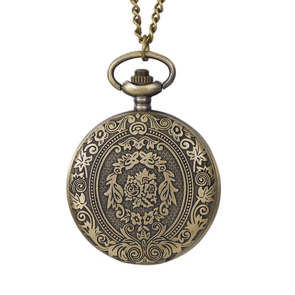 Retro Carved Pocket Watch - Flip Cover Necklace Gift