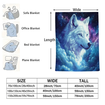 Cosmic Wolf Flannel Blanket - Polyester Coral Fleece Throw
