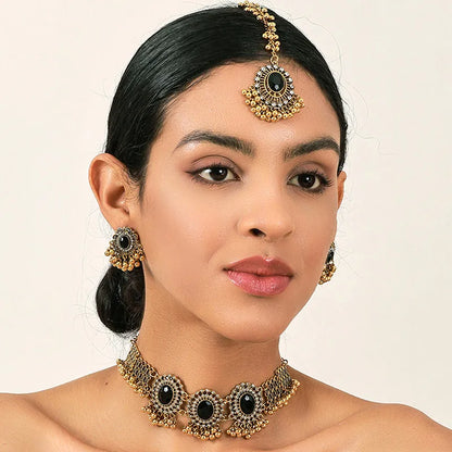Ethnic Jewelry Set - Necklace, Earrings & Headchain