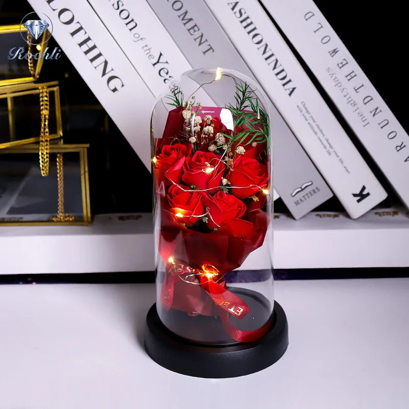 Eternal Rose Glass Dome with LED – Romantic Flower Gift, 6 Colors