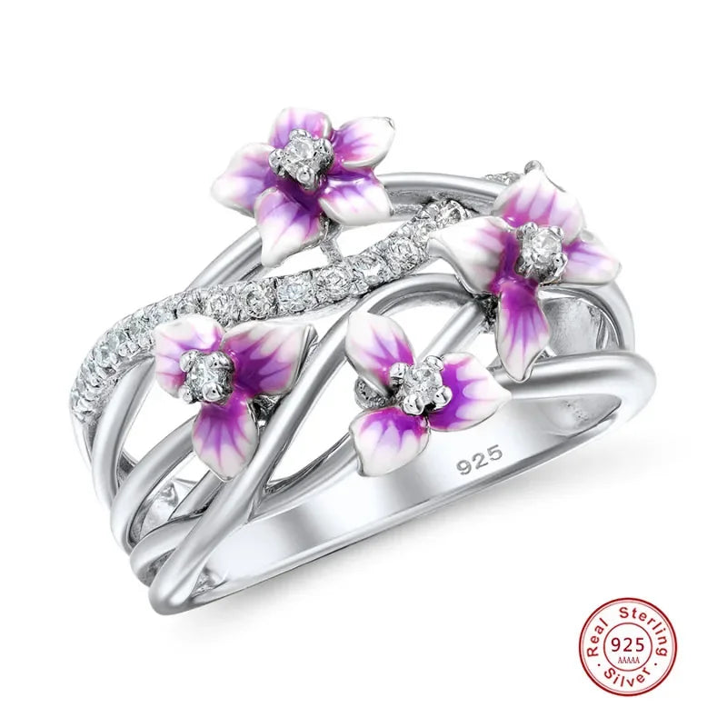 925 Sterling Silver Daisy Flower Zircon Ring for Women