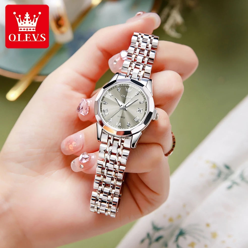OLEVS 9931L Women's Watch - Elegant Fashion, Luxury, Waterproof, Stainless Steel, Luminous Date
