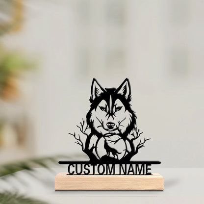 Custom Wolf Metal Sculpture - 15cm with Wooden Base