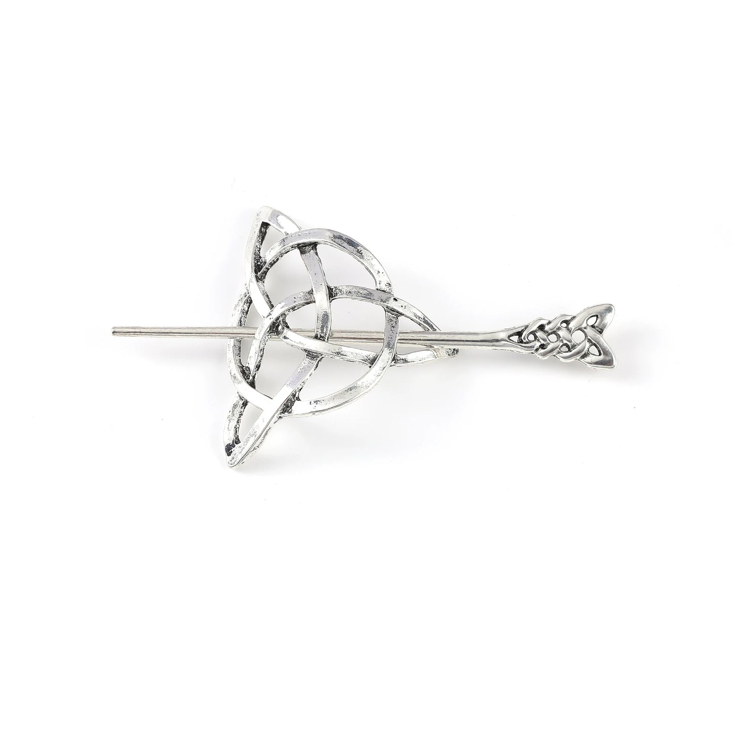 Odin Celtic Knot Crescent Hairpin – Viking Style, Metal Alloy, Silver