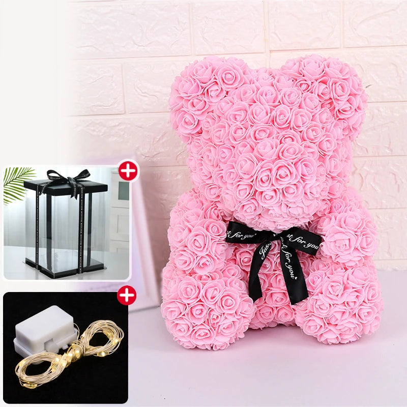 Rose Bear - Eternal Flower Teddy Bear with Gift Box