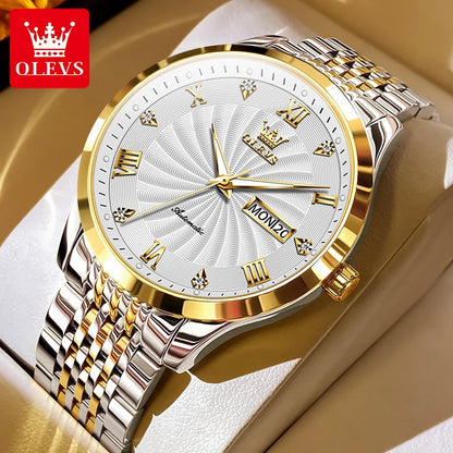 OLEVS 6630 Men's Watch - Automatic Mechanical, Threaded Dial, Waterproof, Stainless Steel, Luxury
