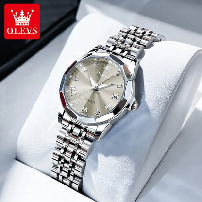 OLEVS 9931L Women's Watch - Elegant Fashion, Luxury, Waterproof, Stainless Steel, Luminous Date