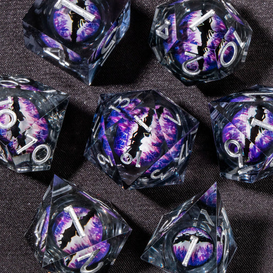 7-Piece Liquid Core DnD Dice Set - Sharp Edge Resin RPG Dice