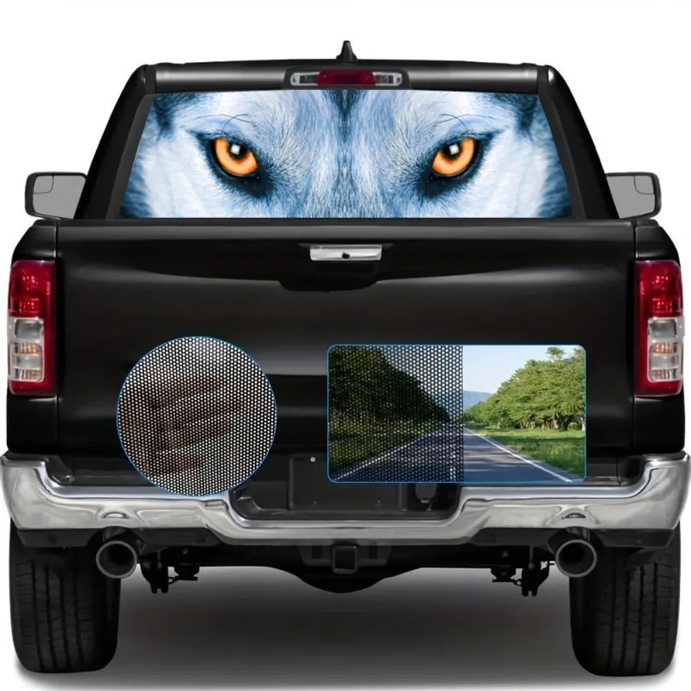 Wolf Face Tailgate Wrap - PVC Weatherproof Matte Car Sticker