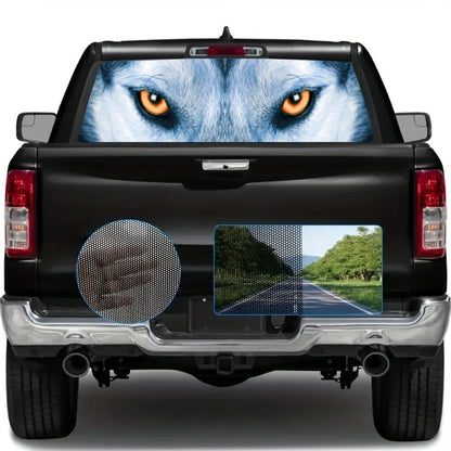 Wolf Face Tailgate Wrap - PVC Weatherproof Matte Car Sticker