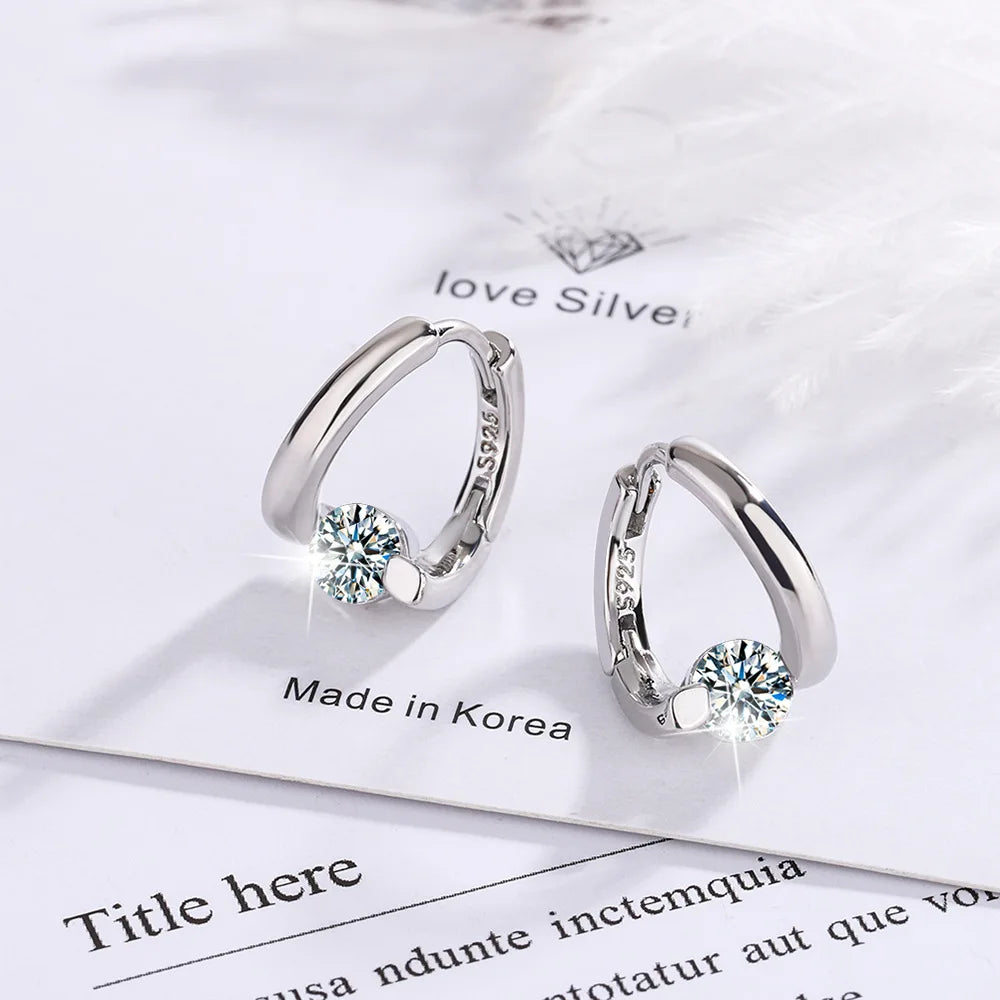925 Sterling Silver Earrings - Gold with Crystals