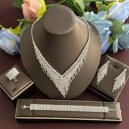 Bridal Jewelry Set - 5 Piece Gold Plated for Engagement & Wedding
