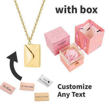 Eternal Rose Box with Custom Envelope Necklace Gift Set
