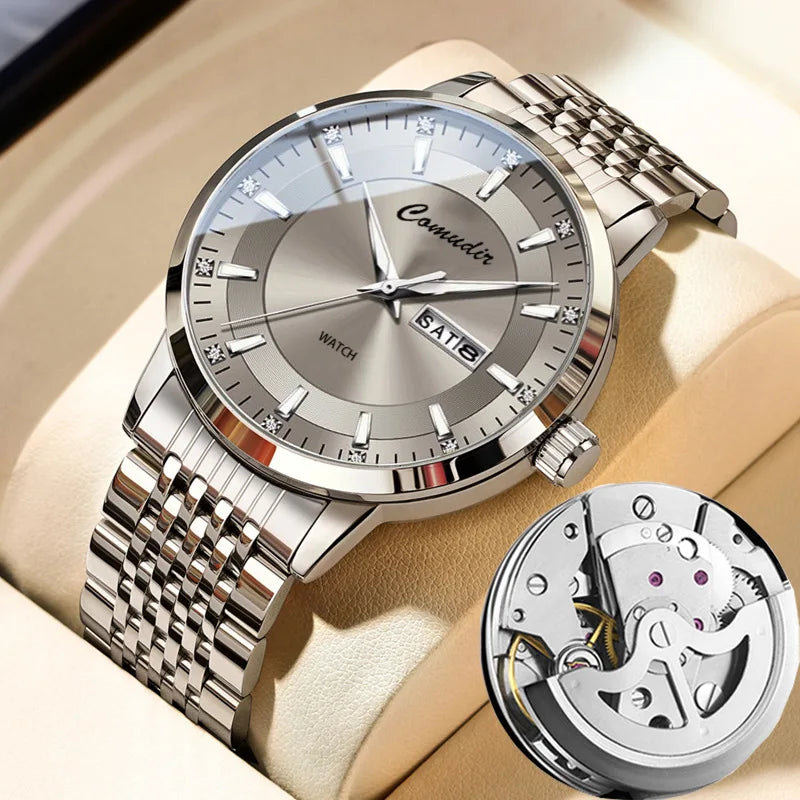 Mairuige Men’s Quartz Watch with Tungsten Steel Band and Dual Calendar