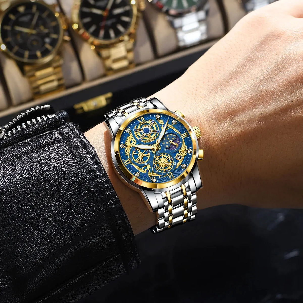 POEDAGAR Men’s Stainless Steel Quartz Chronograph Watch, Model 984