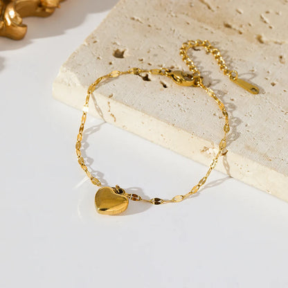 18K Gold Heart Love Jewelry Set - Necklace, Bracelet & Earrings