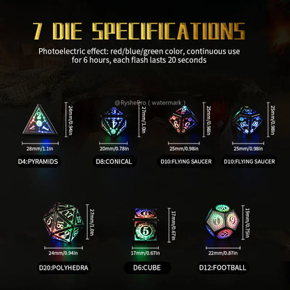 LED Dice Set - Light-Up D&D Polyhedral Dice