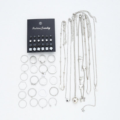 51-Piece Silver Jewelry Set - Butterfly & Heart Design