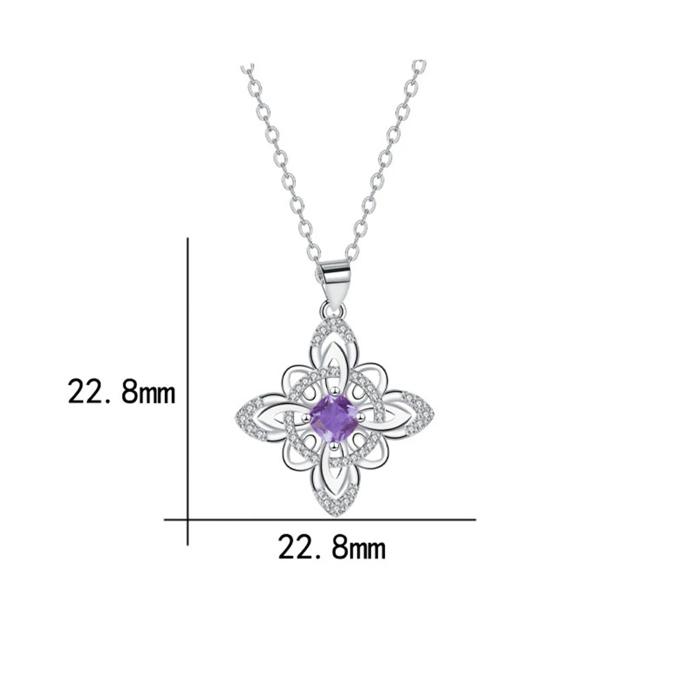 Celtic Knot Pendant Necklace – Stainless Steel, Zircon, Silver