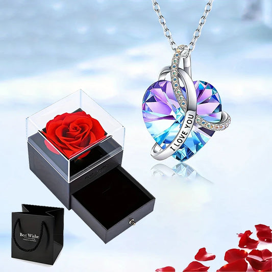 I Love You Zircon Necklace - Rose Gift Box Set for Her