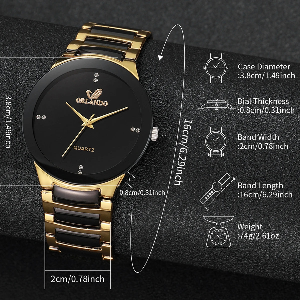 Stainless Steel Couple’s Quartz Watches, Men’s and Women’s Options