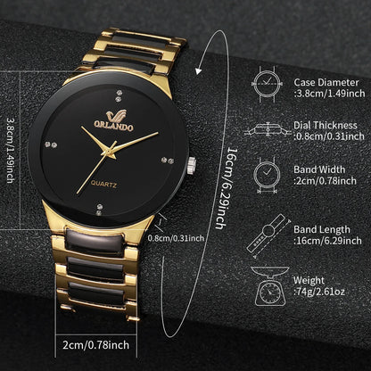 Stainless Steel Couple’s Quartz Watches, Men’s and Women’s Options