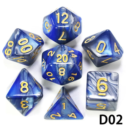 7-Piece Acrylic Polyhedral Dice Set for D&D and RPG Games