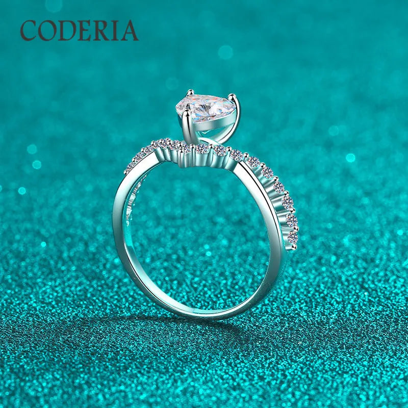 1CT Heart Cut Moissanite Ring – 925 Sterling Silver, Pt950 Plated