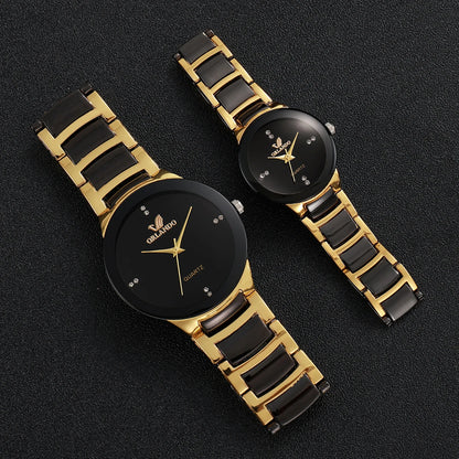 Stainless Steel Couple’s Quartz Watches, Men’s and Women’s Options