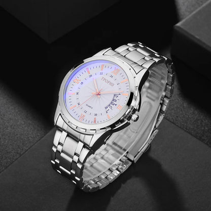Men's Waterproof Quartz Watch - Blue Light Calendar Display