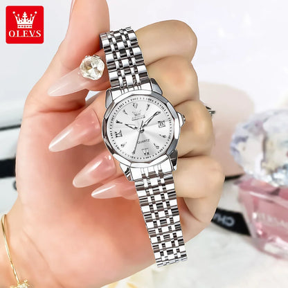 OLEVS 9998 Couple Watches - Rhombus Mirror, Luminous Date, Waterproof