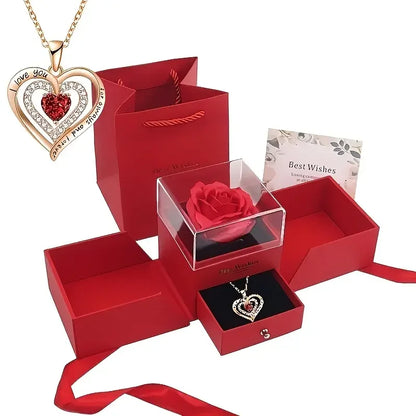 Eternal Rose Jewelry Box with Necklace - Valentine's Day Gift Set