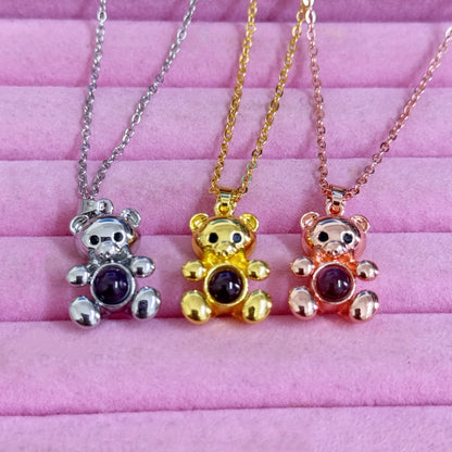 Teddy Bear Photo Projection Necklace - Custom Picture
