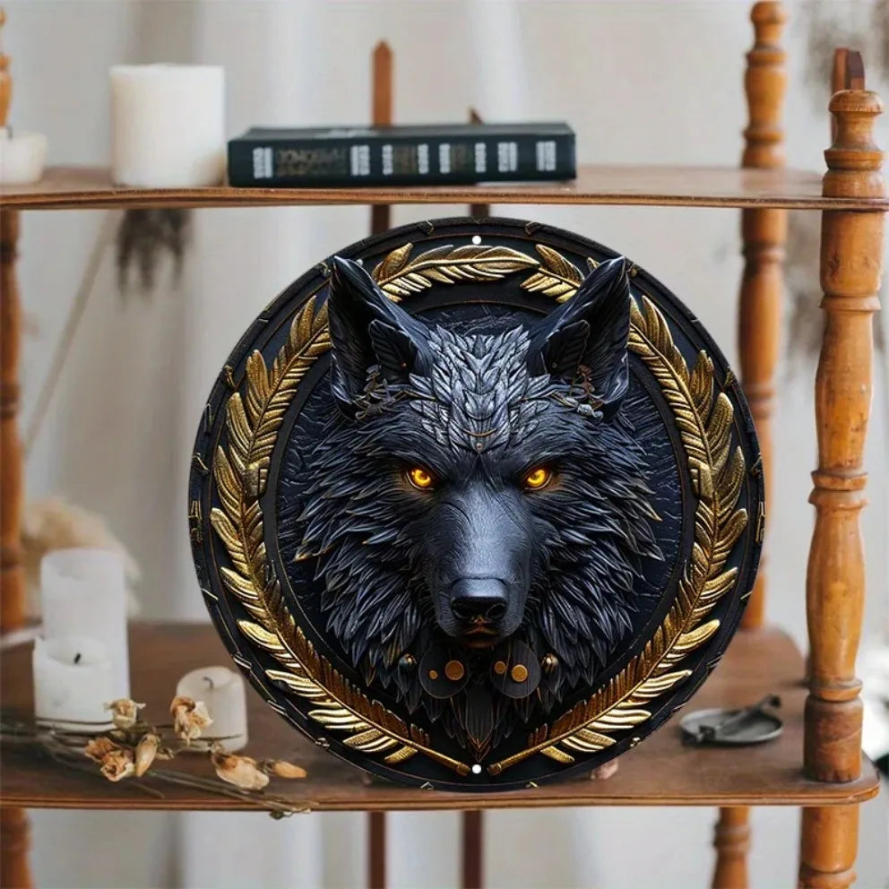 Wolf Metal Sign Wall Decor - 20x20cm, HD Print, Aluminum, Waterproof, Pre-drilled Holes