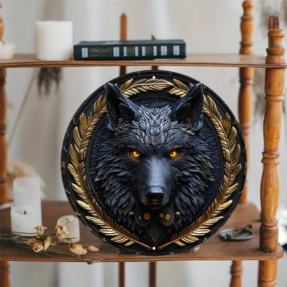 Wolf Metal Sign Wall Decor - 20x20cm, HD Print, Aluminum, Waterproof, Pre-drilled Holes