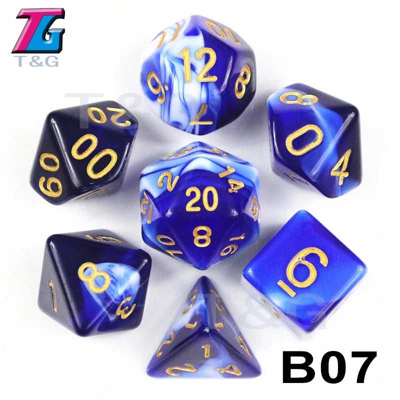 7-Piece Acrylic Polyhedral Dice Set for D&D and RPG Games