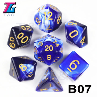 7-Piece Acrylic Polyhedral Dice Set for D&D and RPG Games
