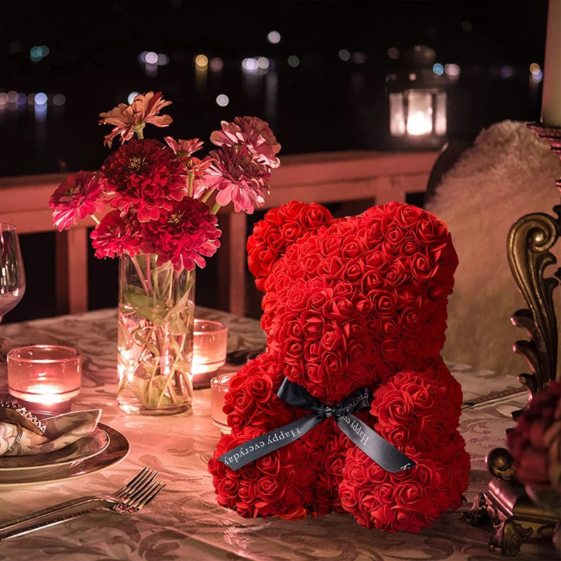 Rose Bear - Eternal Flower Teddy Bear with Gift Box