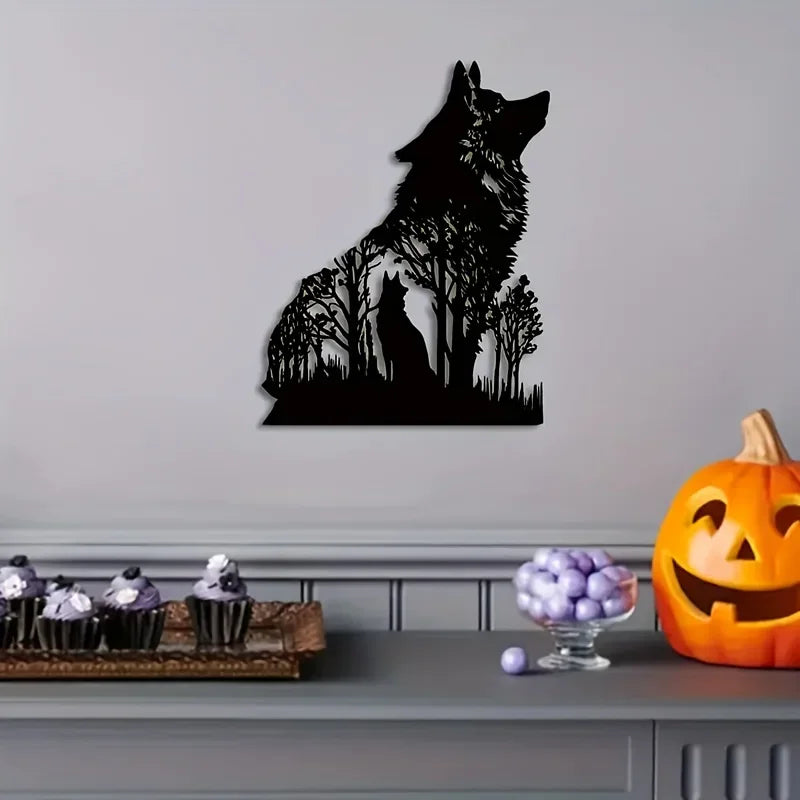 Black Wolf Metal Wall Art - Wall Hanging Decor for Home