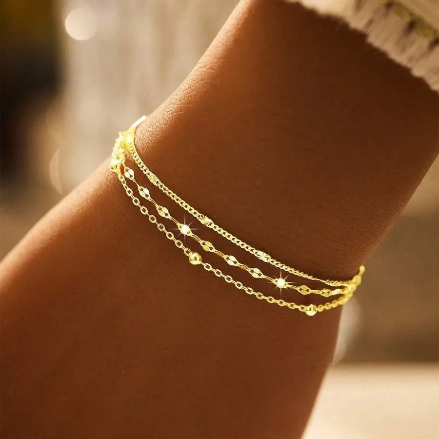 925 Sterling Silver Geometric Bead Bracelet