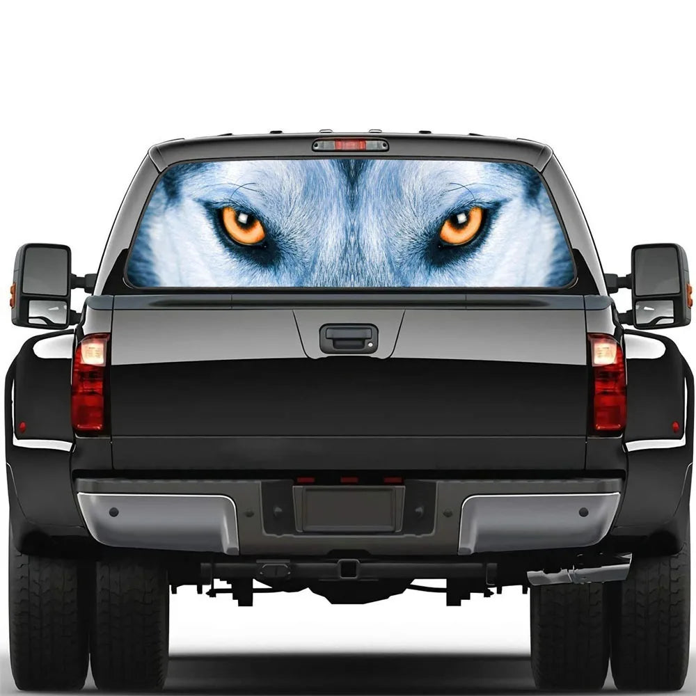 Wolf Face Tailgate Wrap - PVC Weatherproof Matte Car Sticker