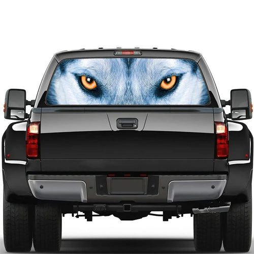 Wolf Face Tailgate Wrap - PVC Weatherproof Matte Car Sticker