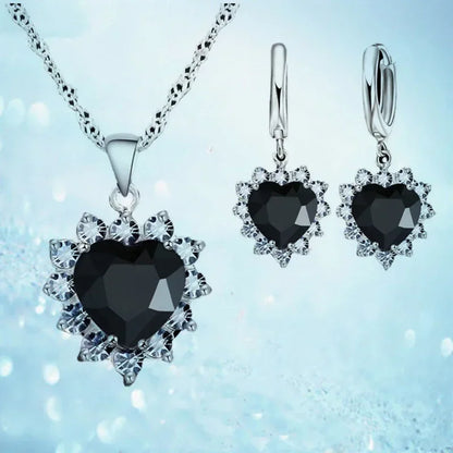 Heart Necklace & Earrings Set - Bridal Jewelry Gift