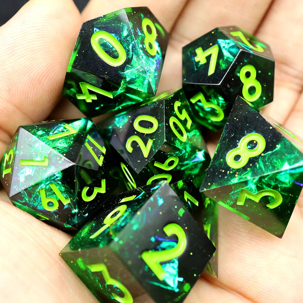 7-Piece Sharp Edge Resin DnD Dice Set – RPG Polyhedral