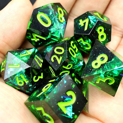 7-Piece Sharp Edge Resin DnD Dice Set – RPG Polyhedral